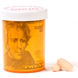Pill bottle with money in it