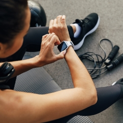 Female wearing fitness tracker