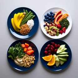 Plates of healthy foods