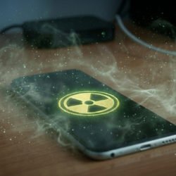 Phone with radiation coming out of it