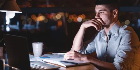 Person up late working