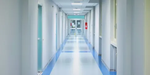 Empty hospital hallway