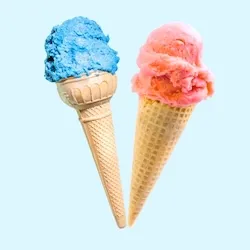 Blue & red ice cream cones