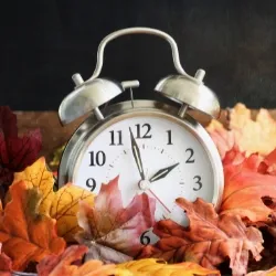 Clock and leaves