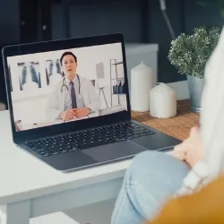 Doctor during telehealth appointment