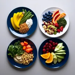 Plates of healthy foods